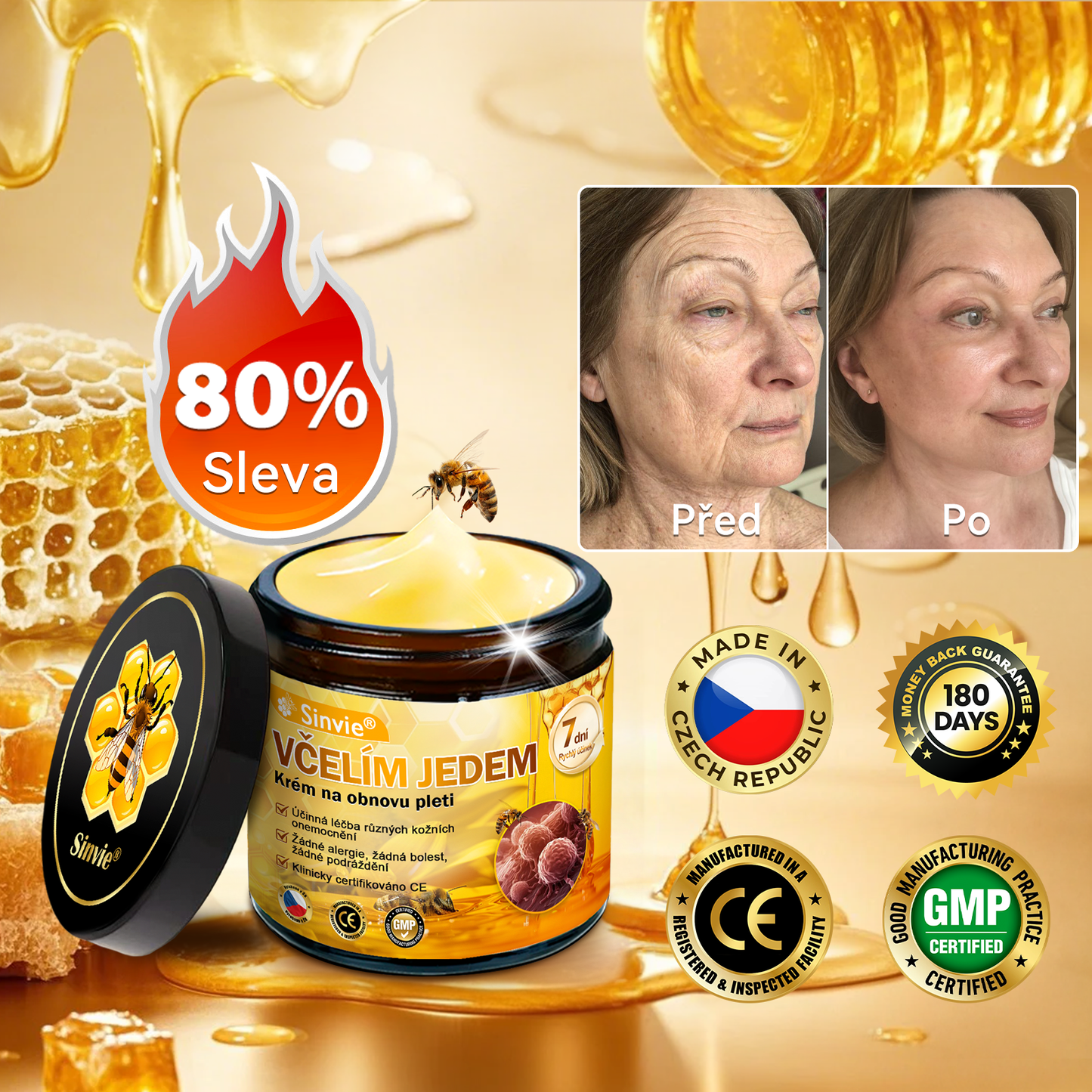 🐝 Sinvie® Krém na obnovu pleti s včelím jedem(👨‍⚕‍CE schváleno)👍✅