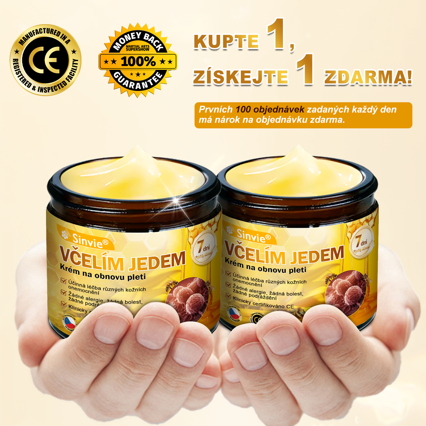 🐝 Sinvie® Krém na obnovu pleti s včelím jedem(👨‍⚕‍CE schváleno)👍✅